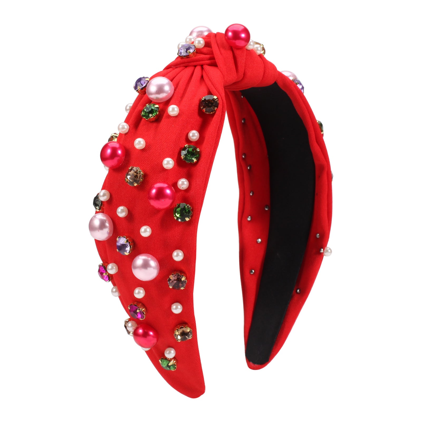 Wholesale Valentine's Day Wide Pink and Red Headband with Rhinestones and Pearls